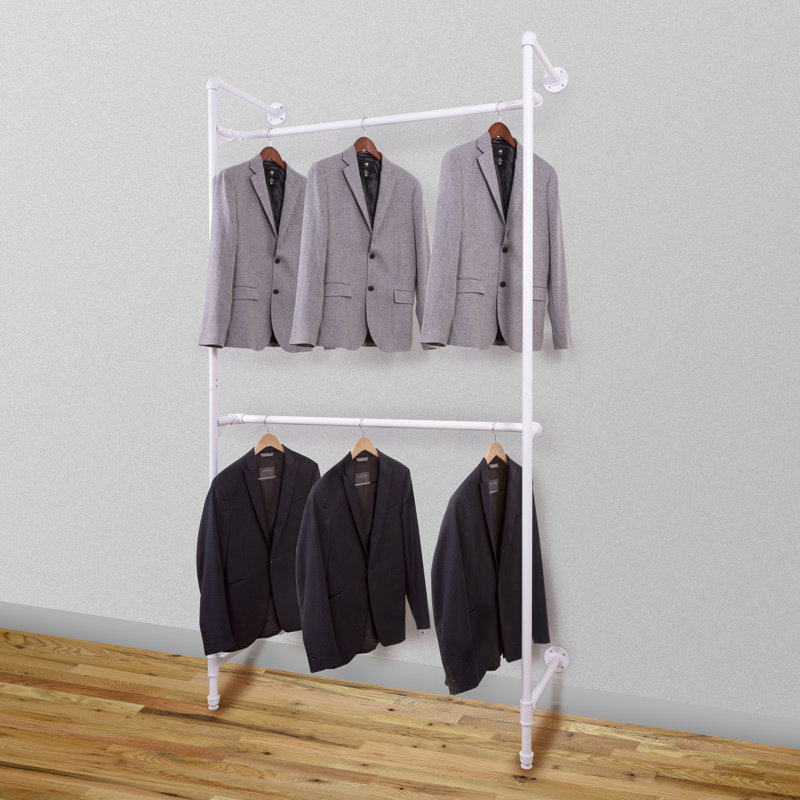 Margate Metal Industrial Pipe Clothing Rack, White