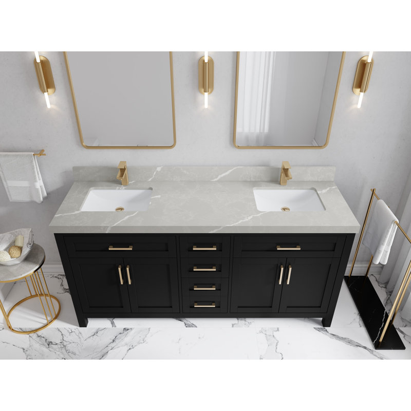 72 po X P 22 po Meuble-lavabo double D, Gris clair