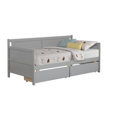 Pine Wood Daybed With Two Storage Drawers