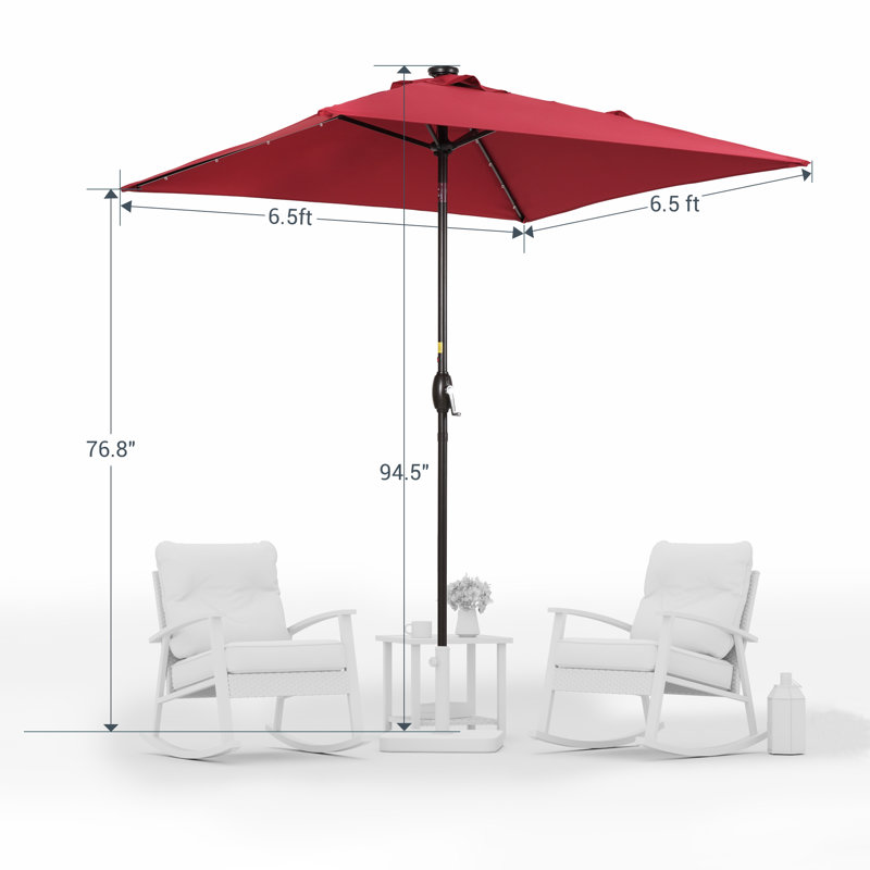 Parasol de marché carré lumineux 6,5 x 6,5 pi Salmas, Vin rouge