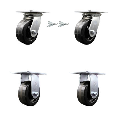 Ensemble de roulettes 4 pièces avec roulettes 4 verrous pivotants et 2 rigides
