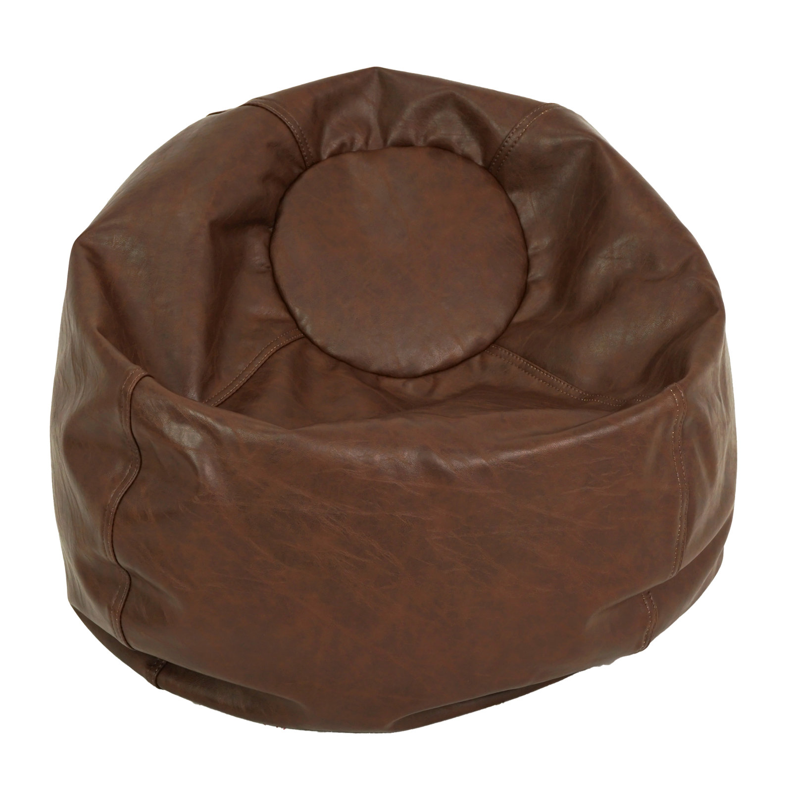 Standard Faux Leather Classic Bean Bag, Walnut Faux Leather, 19" H x 22" W x 22" D
