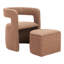 Fauteuil d'appoint et repose-pieds Atria brun fauve