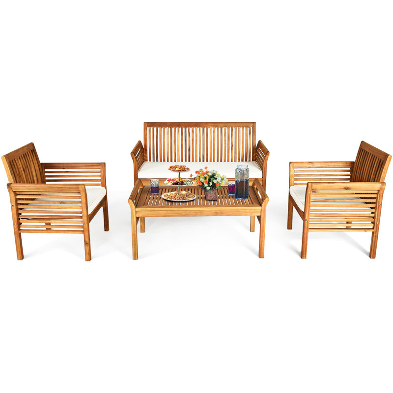 Roxbury Acacia 4 - Person Patio Conversation Set with Cushions
