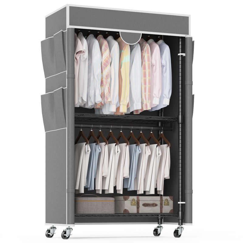 Anjo 89.18cm Rolling Clothing Rack, Light Grey