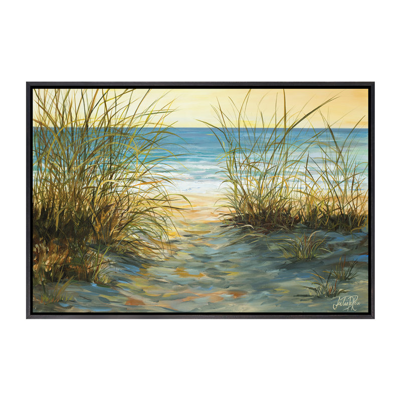 « cannon beach » par julie derice-reproduction d’art sur, H 18 po x l 26 po x P 1,5 po, Toile avec cadre noir patiné