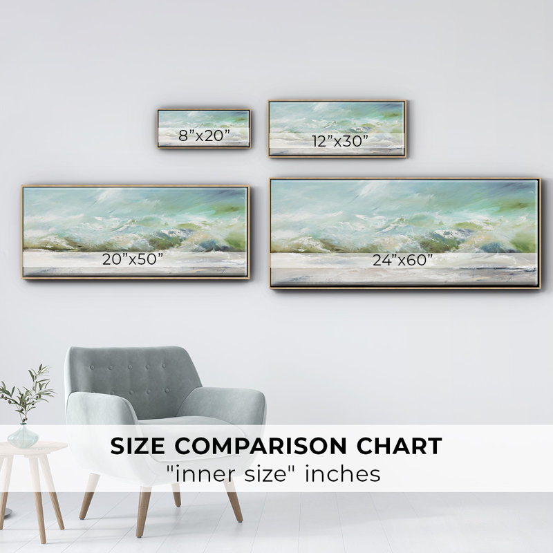 The Wave V1- Framed Canvas, 24" H x 60" W