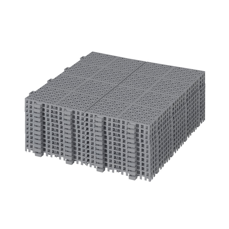 Motif de rosette de 12 po x 12 po à emboîtement de plastique imperméable gris (12 pièces)