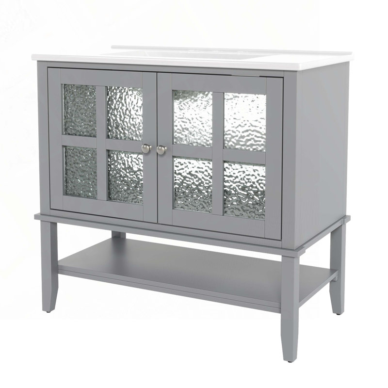 Bathroom Vanity with Ceramic Sink, Gray