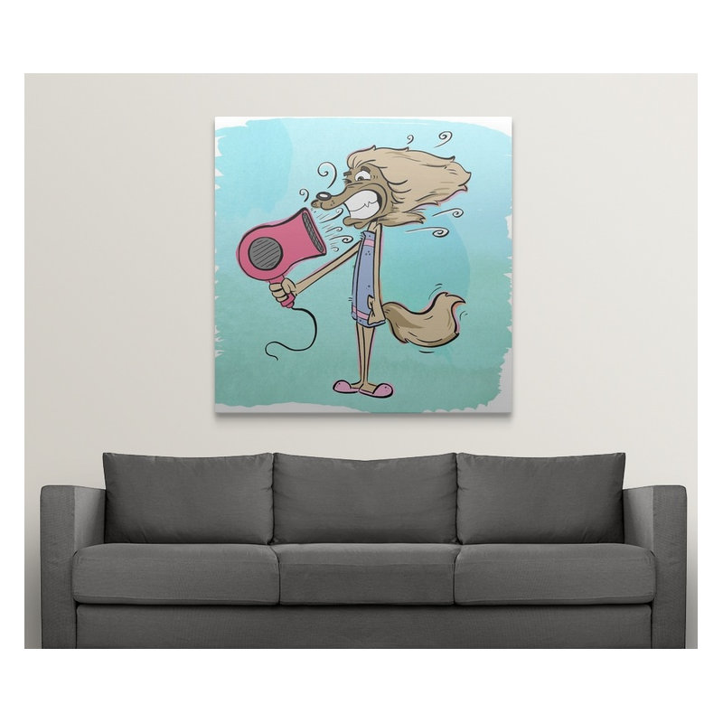 « cheveu do dog-bathtime copains », impression, H 35 po x l 35 po x P 1,5 po, Toile tendue