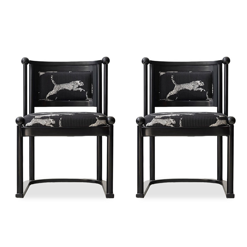 Black Solid back side Chair(Set of 2)