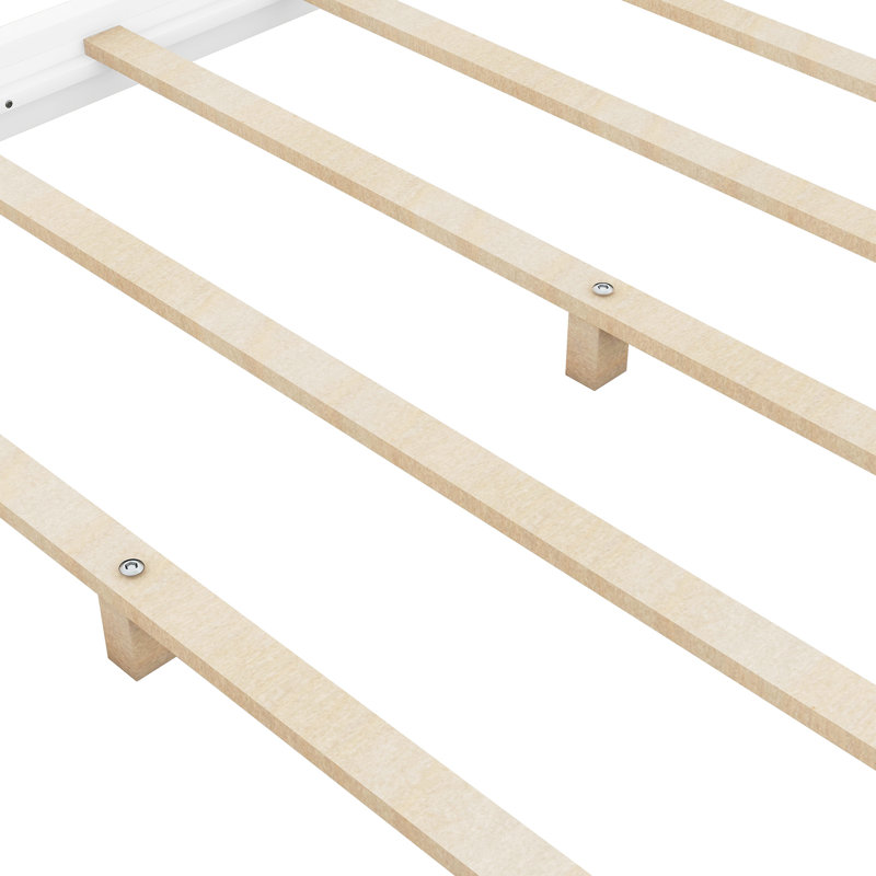 Grand lit à baldaquin blanc avec pieds de soutien - base stable, matelas frais, structure de style moderne,, White