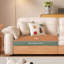 Canapé-lit causeuse en similicuir beige-129743635