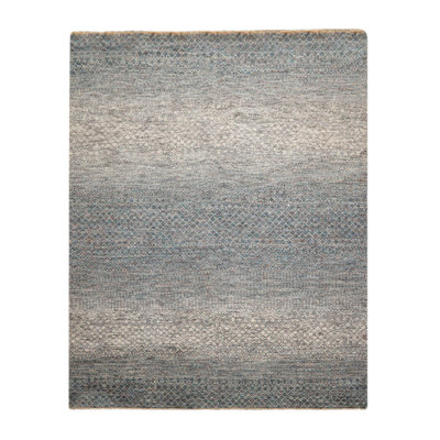 Tapis oriental en laine noué à la main de conception unique en ivoire / bleu / turquoise