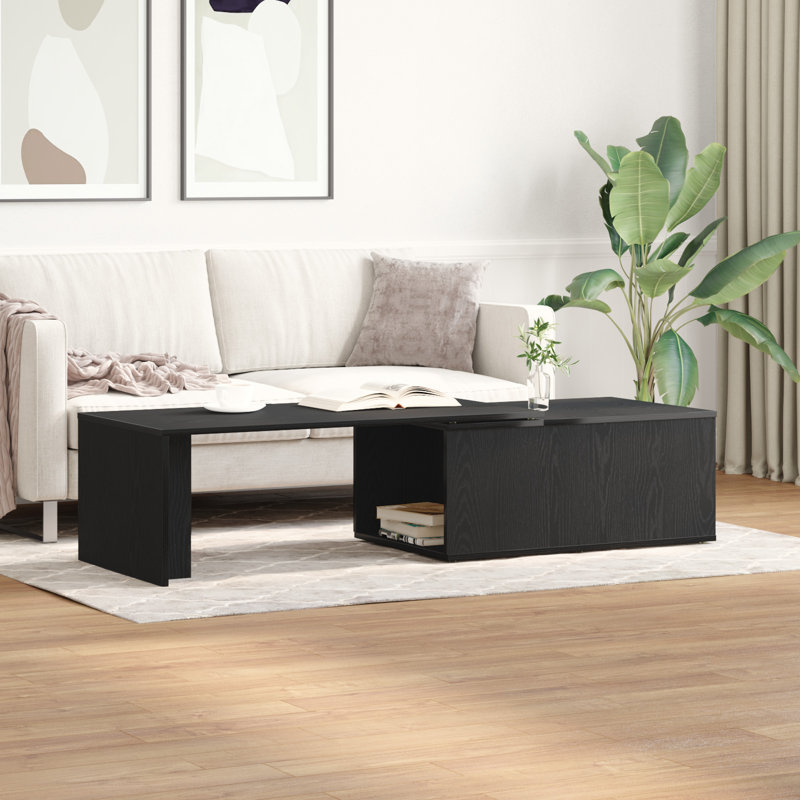 Mayme Floor Shelf Coffee Table, Black Oak