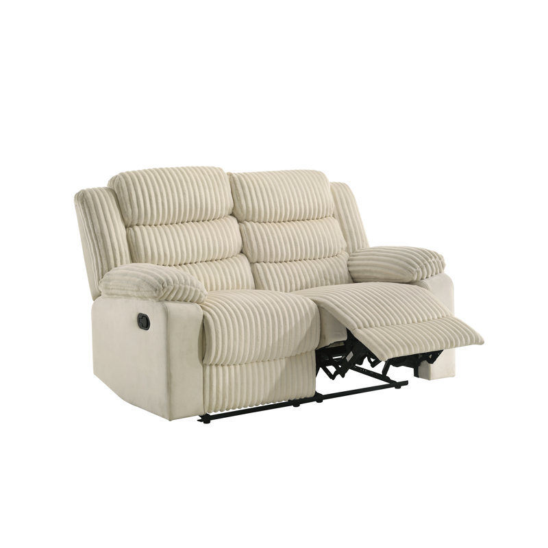 Haven Manual Reclining Loveseat with Plush Corduroy Cushioned Support, Beige