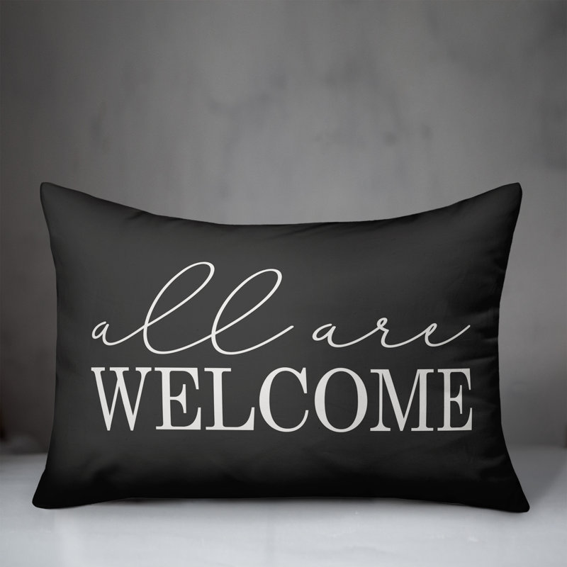 Textual Outdoor Throw Pillow, Charcoal