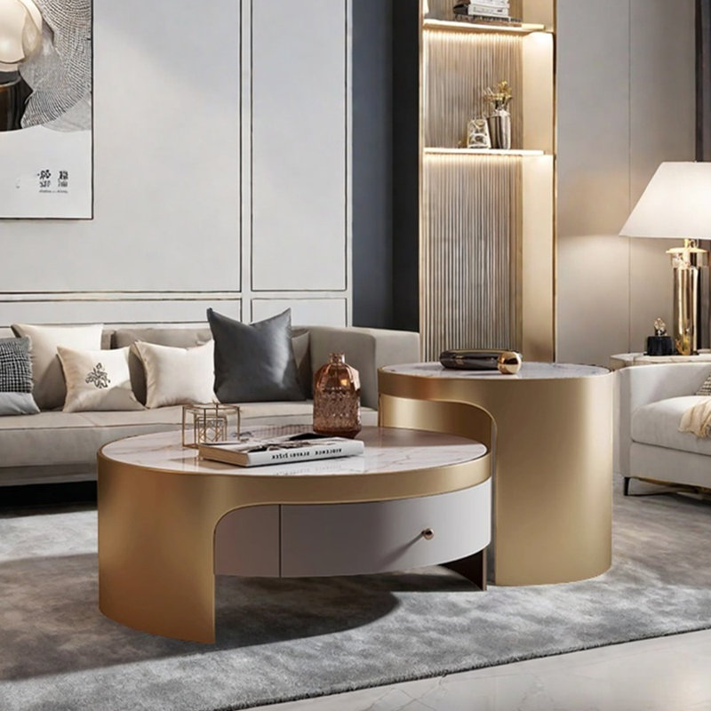 Table basse Minimalist Light Luxury Design Sense, Doré