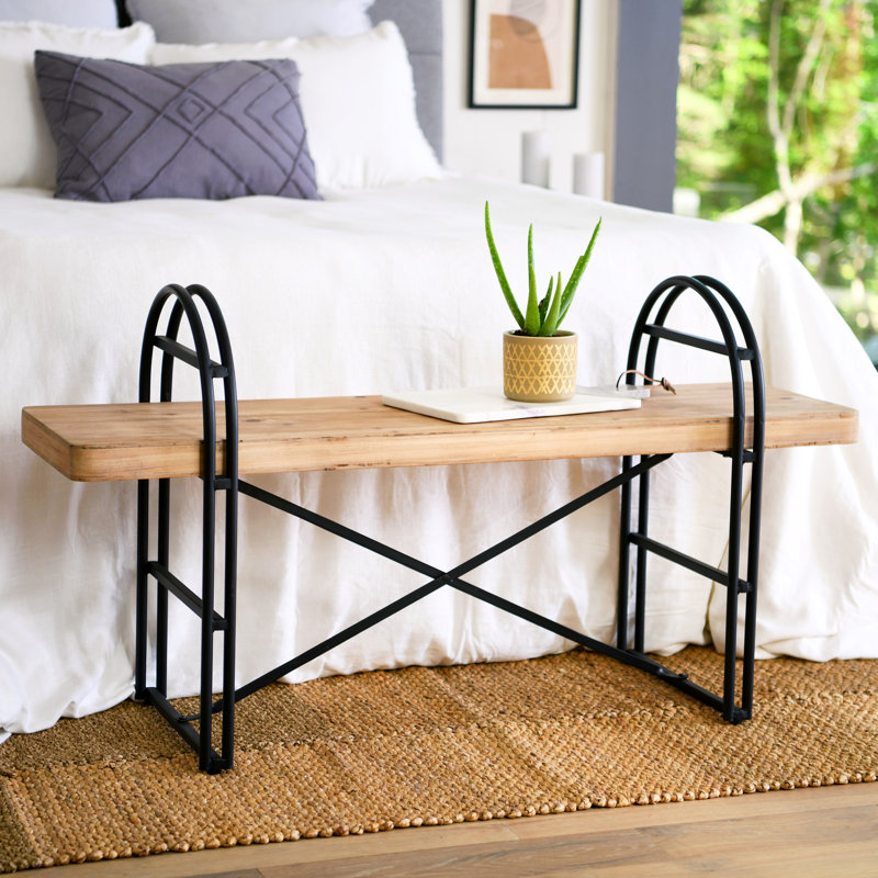 Banc en bois et métal Eitri, Brun / noir
