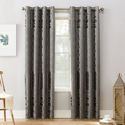Velvet Texture Medallion Blackout Grommet Curtain Panel