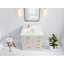 Boston 36 po X P 22 po D Meuble-lavabo de salle de bain décalé gauche en grain fin avec quartz Cove Edge-109379923