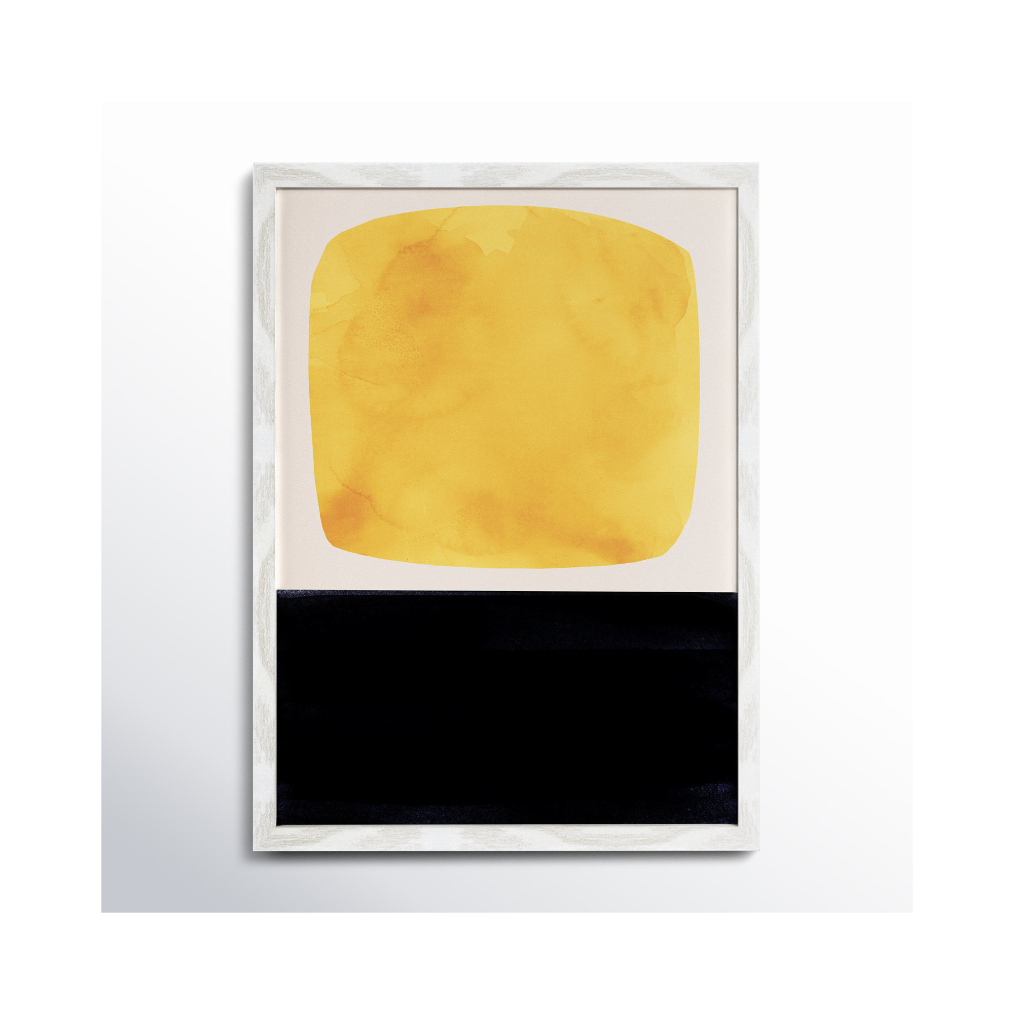 Boxed-Yellow by Aoibhne Hogan, White Wood Grain Paper, 23" H x 17" W x 0.75" D
