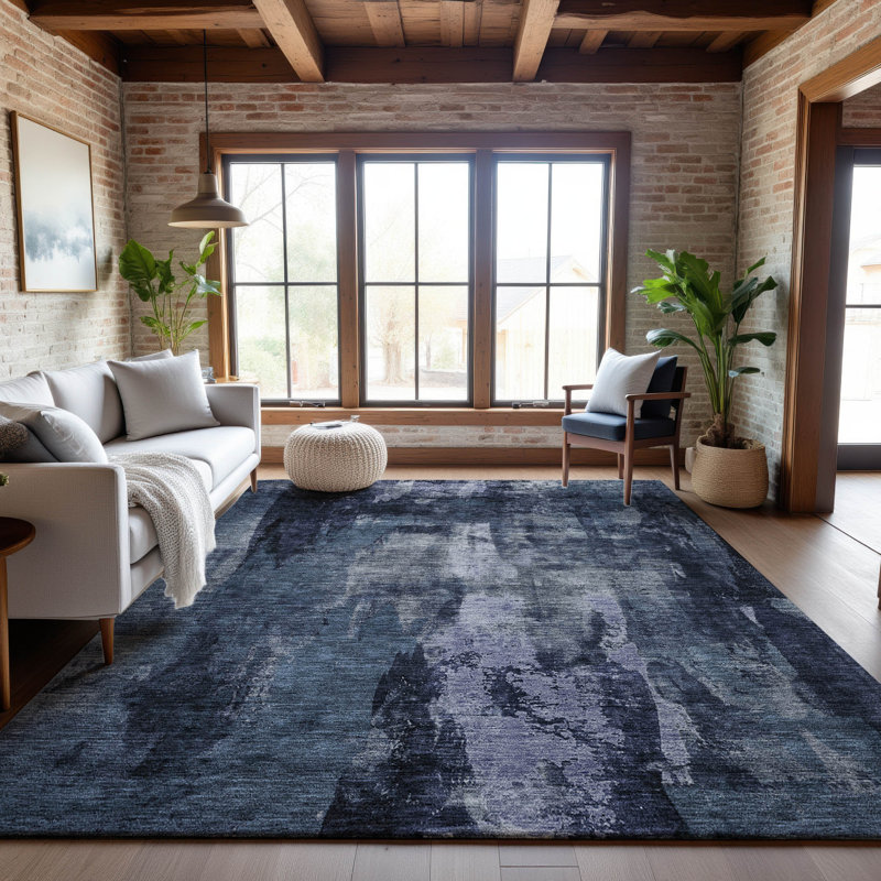 Tapis moderne lavable à la machine de qualité supérieure Dahl AMF1077, Rectangle 10 pi x 14 pi