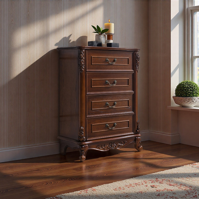 Multifunctional drawer storage cabinet, Walnut
