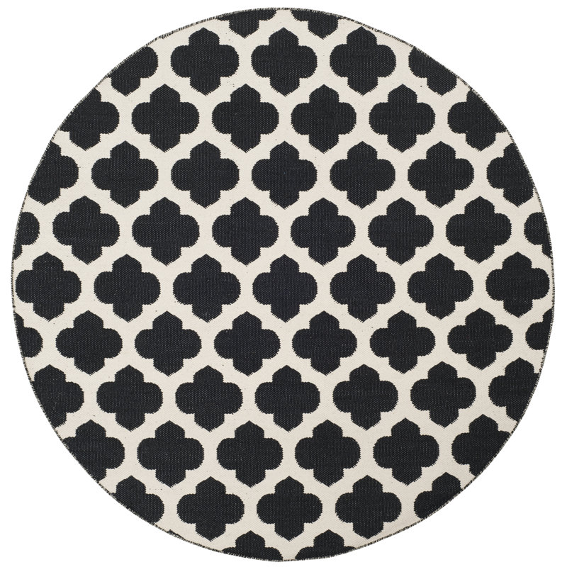 Romona Hand Woven Cotton Geometric Rug, Round 6'