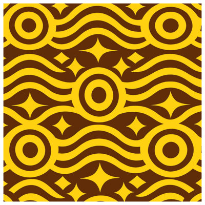 Édredon jaune et brun à vagues géométriques