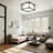 Semi Flush Mount Ceiling Light Fixture, 3-Light Fabric Drum Shade Ceiling Light With Black Metal Frame, Entryway Light Fixtures, Close To Ceiling Light For Bedroom, Living Room, Kitchen, Hallway