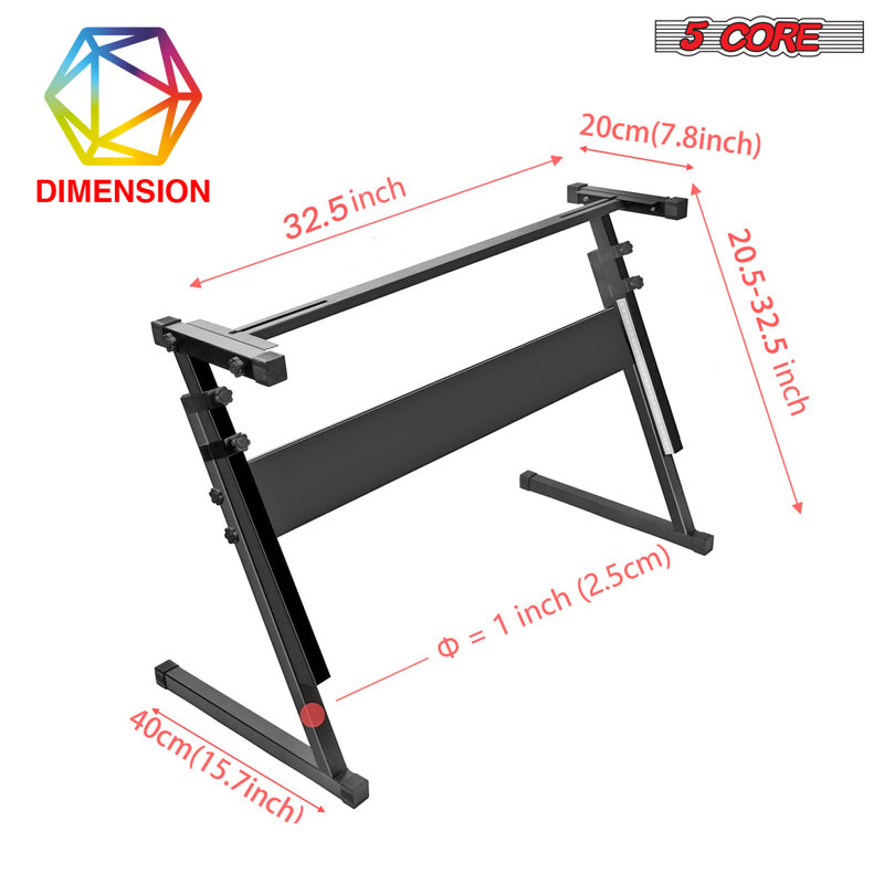 Support pour clavier 5 cordes réglable, Noir