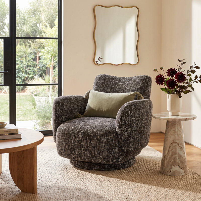 Shawna Maxine Wingback Upholstered Swivel Chair