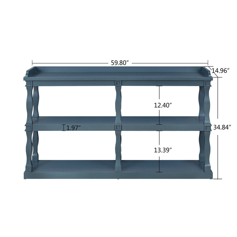 Console Table With 3-Tier Open Storage Spaces And Roman Column Effect Support Legs,Narrow Sofa Entry Table For Living Room, Entryway And Hallway
