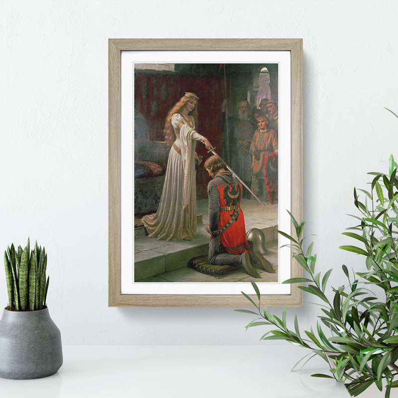 The Accolade by Edmund Leighton - Picture Frame Painting on MDF, Oak, 48cm H x 36cm W x 2cm D