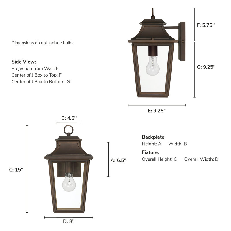 Hunter Spring Cove Outdoor 1 Light Medium 15 Inch Wall Light, Bronze