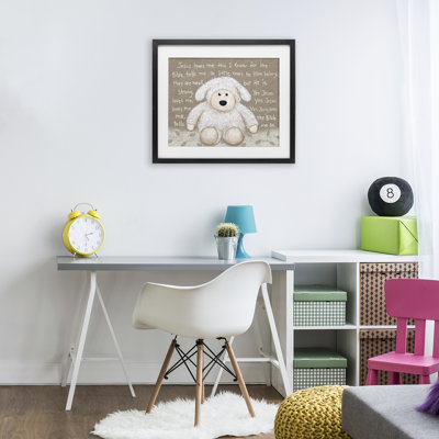 «Jesus Loves Me Little Lamb», reproduction sous verre encadrée, conception par Annie Lapoint