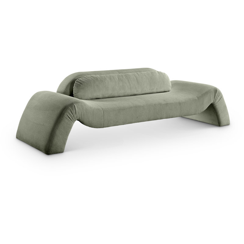 Causeuse Austin, Velours côtelé vert, 29.5" H x 107" W x 34" D