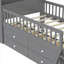 Lit plateforme simple en bois massif gris classique avec rangement à 4 tiroirs, barrière de sécurité pour chambre d'enfant