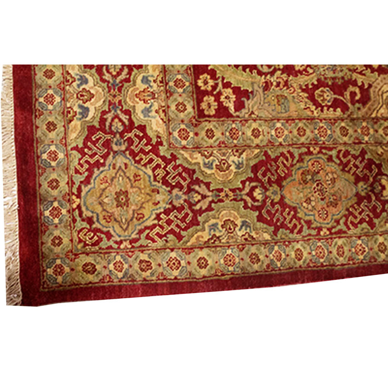 Tapis rouge et rouge noué à la main de haute qualité