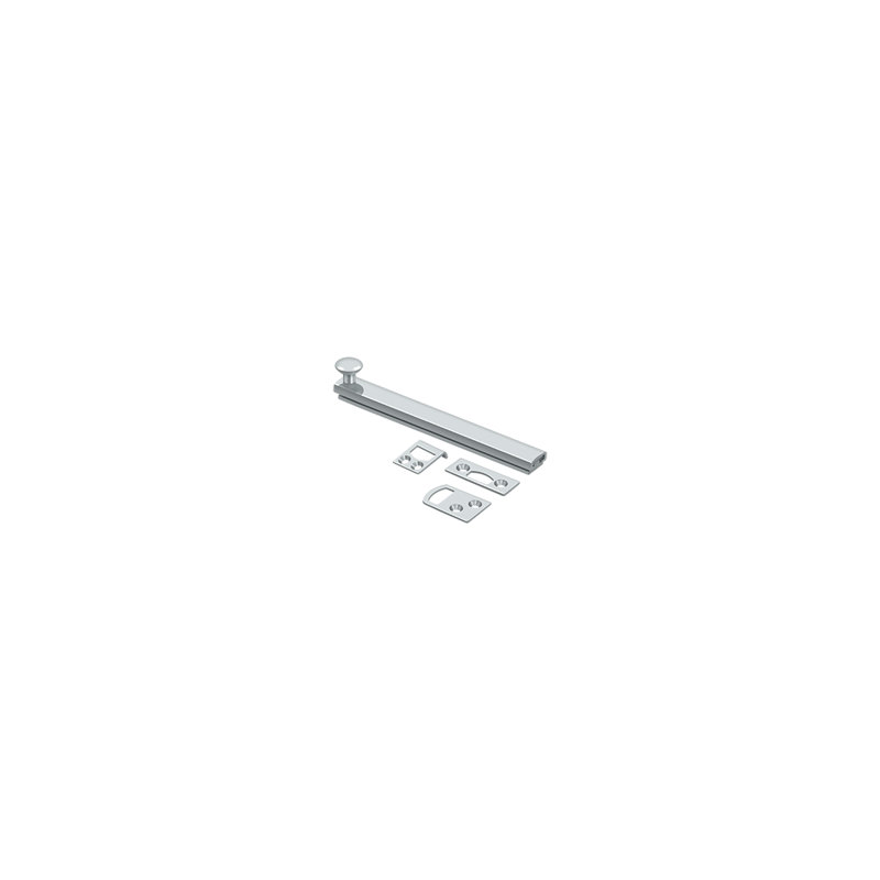 Brass Latch/Catch/Bolt, Polished Chrome, 1.9375" H x 6" W x 1.5625" D