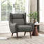Chaise d'appoint moderne à oreilles en bois massif gris foncé-675437844