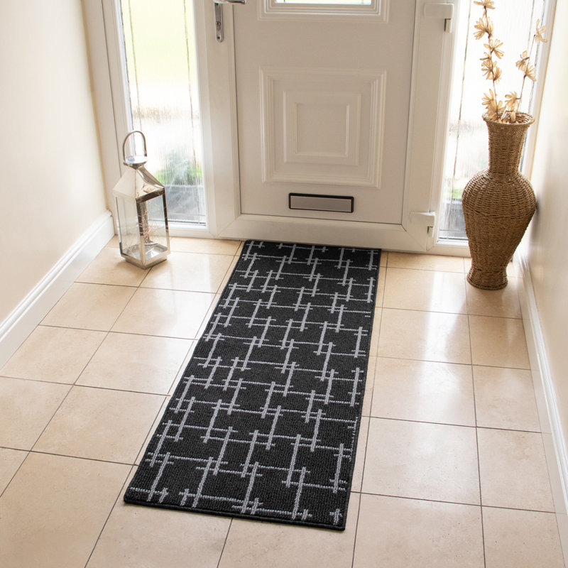 Non-Slip Indoor Doormat, Black, Rectangle W57 x L150 cm