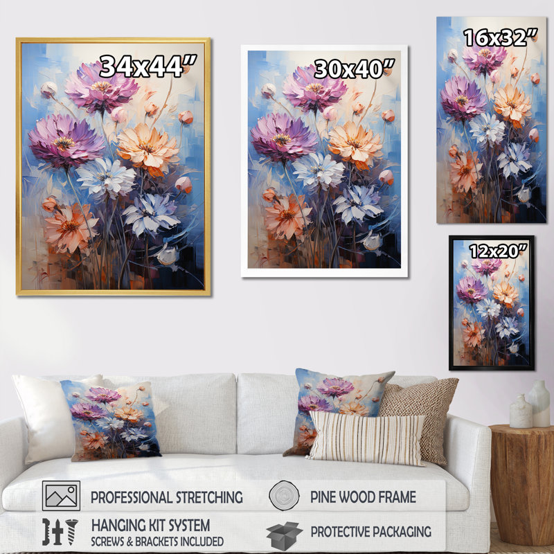 Cornflowers mauve Expression - impressions sur toile, Toile tendue, H 20 po x l 12 po x P 1 po