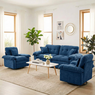 Ensemble de salon avec canapé 3 pièces Modern Chenille Cloud