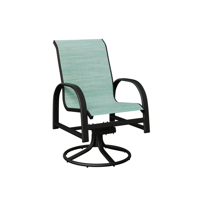Chaise berçante pivotante en aluminium noir mat Amma, Paysage marin, Aluminium noir mat