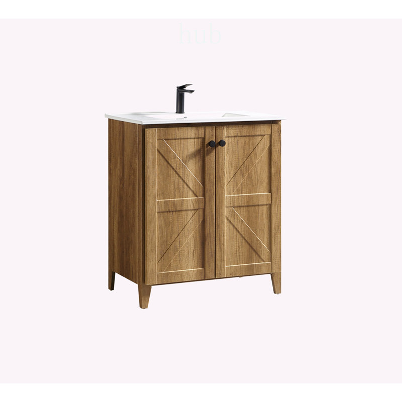 Armoire de plancher pliante de 30 pouces avec évier en céramique, installation brevetée en 1 minute, peu encombrante et facile à assembler, style américain