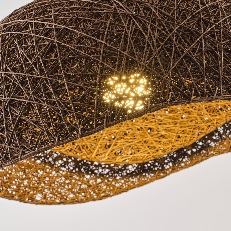 Luminaire suspendu dôme en rotin 20 po à intensité variable pour îlot de cuisine Boho