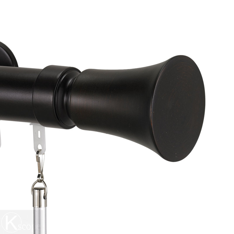 Tringle à rideaux simple 1,5 po Fusco, Noir, H 3,5 po x l 72 po x P 3,75 po