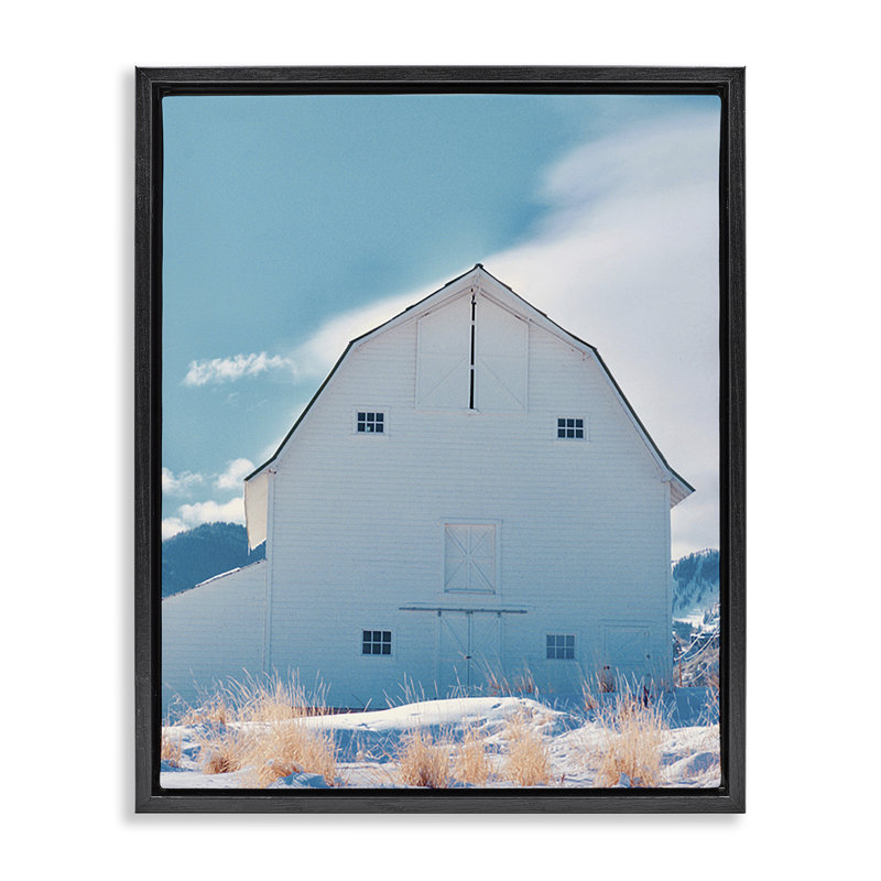 Niveous Winter Barn, H 31 po x l 25 po, Cadre flottant noir de jais